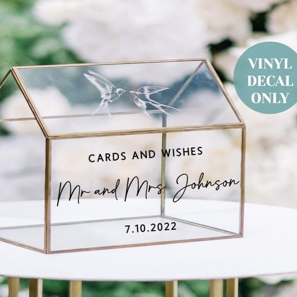 Personalised Wedding Card Box Vinyl Decal for Glass Box Wishing Well Decal Custom Cards & Well Wishes Sticker for Card Box Wedding Sign