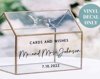 Personalised Wedding Card Box Vinyl Decal for Glass Box Wishing Well Decal Custom Cards & Well Wishes Sticker for Card Box Wedding Sign
