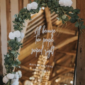 Wedding Mirror Decal Tinder Wedding Welcome Mirror Sign Two people Swipe Right Wedding Sign Tinder Wedding Decor Dating App Welcome Sign
