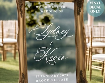 Custom Wedding Welcome Decal for Vintage Mirror, DIY Wedding Mirror Personalised Decal, Welcome Sign Wedding Decal, Wedding Ceremony Mirror