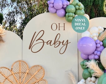 Oh Baby Vinyl Decal for Baby Shower Backdrop Oh Baby Party Decal Boy Or Girl Gender Reveal Decal for Arch Wall DIY Baby Shower Balloon Arch