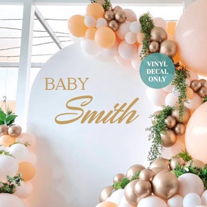 Personalised Backdrop Decal for Baby Shower Sign Custom Baby Last Name Wall decal Gender Reveal Balloon Arch Decal Baby Shower Party Decal