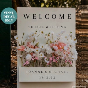 Rustic Welcome Sign Flower Box Decal Custom Flower Box Sign Decal Personalised Welcome Decal for Wedding Reception Sign Custom Wedding Decal