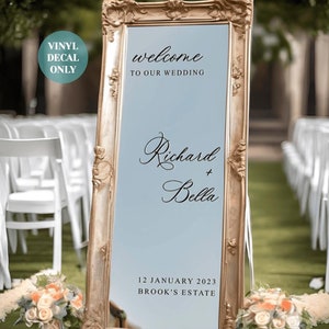 Personalised Selfie Sign Mirror Decal DIY Wedding Entrance Mirror Vinyl Welcome Wedding Selfie Mirror Custom Vinyl For Welcome Mirror Sign