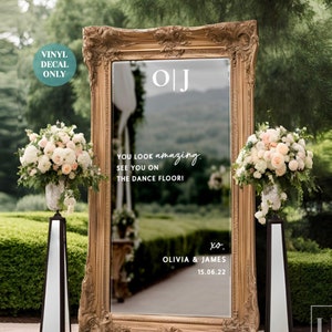 Personalised Wedding Entrance Decal Custom Wedding Welcome Mirror Decal Custom Vinyl for Selfie Mirror DIY Welcome Decal For Outdoor Mirror