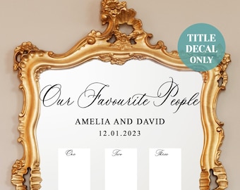 Our Favourite People Mirror Seating Chart Decal DIY Header Decal For Mirror Table Plan Seating Chart Decal For Mirror Your Seat Awaits Decal