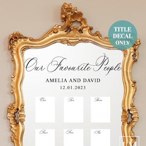 Our Favourite People Mirror Seating Chart Decal DIY Header Decal For Mirror Table Plan Seating Chart Decal For Mirror Your Seat Awaits Decal