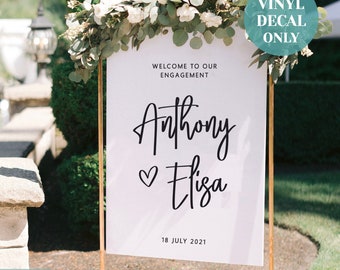 Simple Engagement Decal for Engagement Welcome Sign Couples Name Engagement Mirror Decal Backyard Engagement Party Decor DIY Engagement Sign