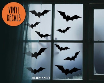 Halloween Bat Decals, Spooky Bat Vinyl Decal, Halloween Window Decal, Halloween Home Decor, Bat Silhouette Wall Sticker, DIY Halloween Bats