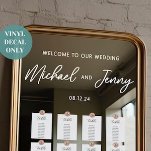 Welcome to Our Wedding Decal Personalised Seating Chart Vinyl Lettering Custom Seating Plan Wedding Decal for Mirror Welcome Sign Decal DIY