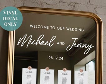 Welcome to Our Wedding Decal Personalised Seating Chart Vinyl Lettering Custom Seating Plan Wedding Decal for Mirror Welcome Sign Decal DIY