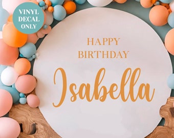 DIY Happy Birthday Vinyl Decal with Personalised Name Birthday Decal Custom Birthday Party Decoration Sticker for Balloon Arch Decor