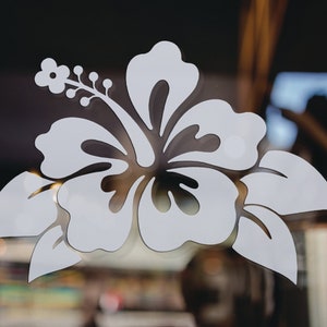 Hibiscus Flower Frosted Film, Set of 3 Glass Safety Decal, Visibility sticker, Sliding Glass Door & Window Hazard Decal, Wall Art sticker