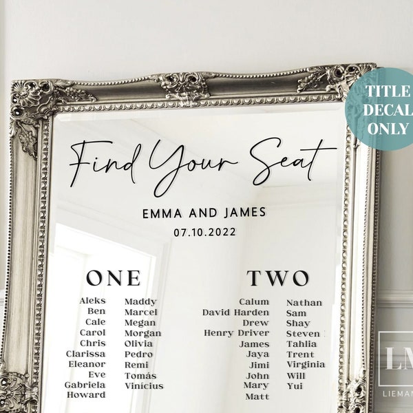 Find Your Seat Vinyl Decal for Seating Chart Mirror DIY Wedding Seating Plan Header Decal Our Favourite People Seating Chart Title Sticker