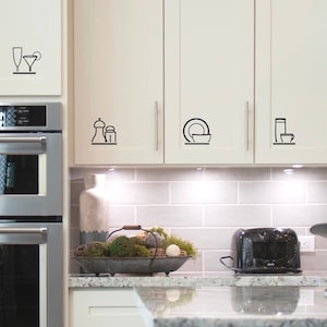 Kitchen Cabinet Decal, Airbnb Kitchen Label, Office Pantry Decal, Set of 11 Kitchen Organizer, Cupboard Label Sticker, Vacation Rental Label