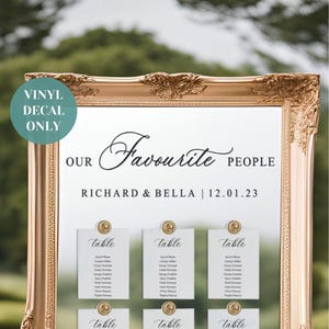 Elegant Seating Chart Wedding Decal Our Favourite People Mirror Seating Decal Custom Vinyl Decal for Welcome Wedding Seating Plan DIY