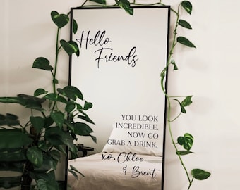 Grab A Drink Decal for Wedding Reception Selfie Mirror, Modern Wedding Entrance Mirror Sign, Personalised Welcome Mirror Decal - FONT 8