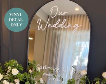 Personalised Wedding Mirror Decal, Welcome Sign Wedding Decal, Selfie Mirror Welcome Sticker, Wedding Entry Sign Decal for Welcome Mirror