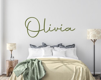 Etiqueta engomada de la pared del nombre personalizado grande, calcomanía personalizada del nombre del bebé, letrero del nombre de la cuna arriba para la guardería, calcomanía de la pared del nombre del dormitorio, decoración de la pared de la habitación del niño