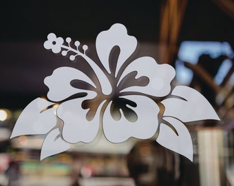ハイビスカスの花のフロストフィルム、ガラス安全デカール3枚セット、視認性ステッカー、スライドガラスドアと窓の危険デカール、ウォールアートステッカー