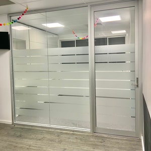 Stripes Frosted Window Film, Privacy sticker for Office conference room, Frosted Glass Covering Film, Striped Window & Door Glass Decal