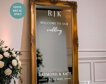 Welcome to Our Wedding Mirror Decal, Personalised Welcome Sign Decal for Reception Mirror, Custom Wedding Welcome Sticker for Mirror Signage