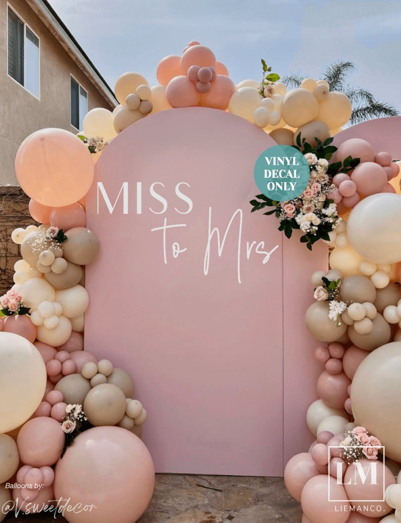 Miss to Mrs Vinyl Bridal Shower Balloon Arch Decal Future Mrs Decal for ...