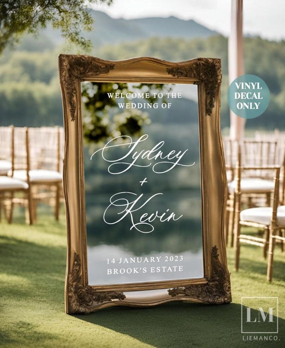 Custom Wedding Welcome Decal for Vintage Mirror, DIY Wedding Mirror Personalised Decal, Welcome Sign Wedding Decal, Wedding Ceremony Mirror