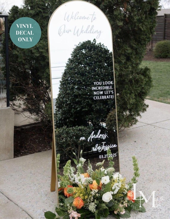 Custom Decal For Mirror Wedding Sign, Welcome To Our Wedding Mirror Decal, Personalised Welcome Sign Mirror Vinyl, Reception Entry Mirror