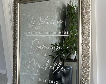 Welcome Mirror Vinyl Personalised Decal For Wedding Reception Decor Custom Engagement Party Sign Welcome Decal for Engagement Mirror Sign