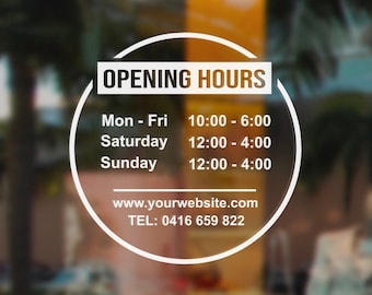 Opening Hours StoreFront Decal, Custom Business Hour Decal, Store Hours Sign Window Decal for Office, Salon, Restaurant, Business Door Decal