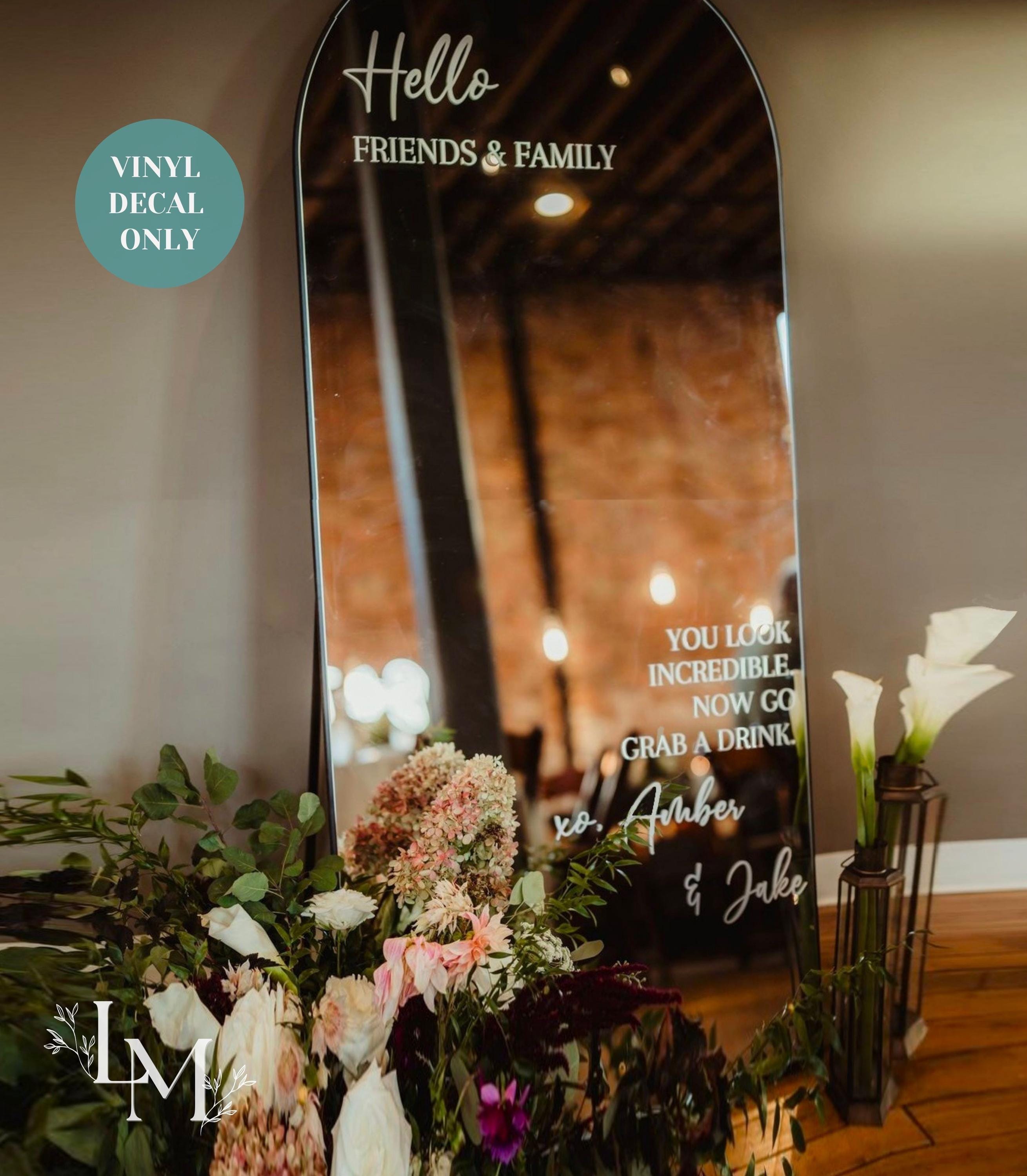 DIY Wedding Selfie Mirror Decal for Wedding Welcome Sign Mirror Grab A Drink Decal Wedding Reception Mirror Vinyl Lettering for Wedding Sign