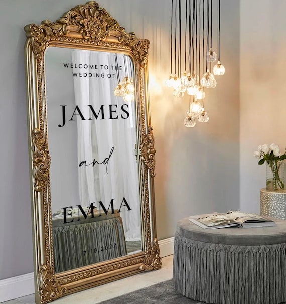 Custom Wedding Decal for Vintage Mirror Wedding Sign Etsy