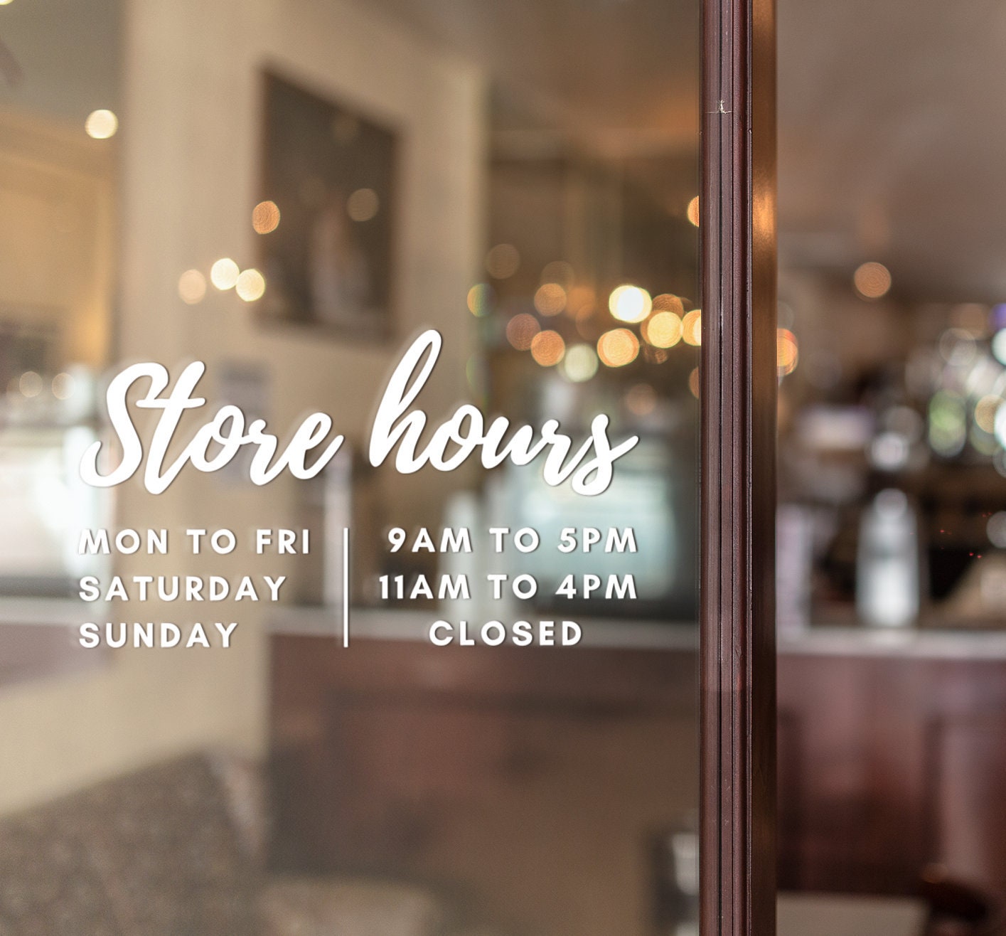 Store Hours Window/door Decal, Custom Store Window Sign, Business Hours ...