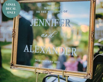 Wedding Mirror Decal, Custom Vinyl Sticker for Welcome Sign, Personalised Mirror Vinyl for Ceremony or Reception, Welcome Wedding Sign Decal