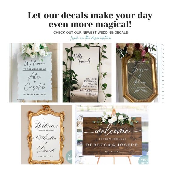 Welcome To The Wedding Of. Vinyl Decals For Mirrors, Walls, Chalkboards.  Wedding Decals. Wedding Decorations. Custom Decals.