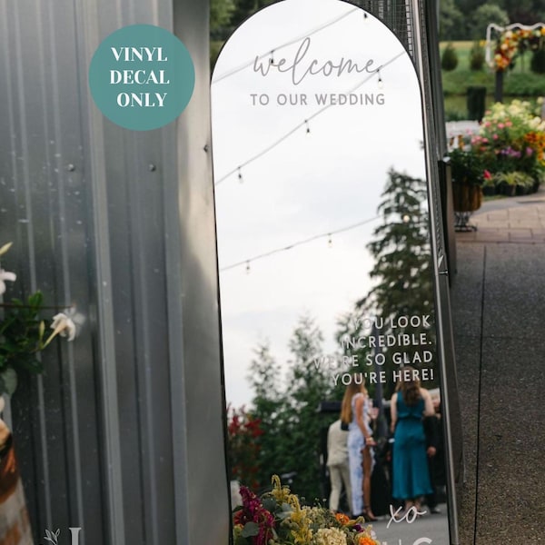 Bienvenue à notre mariage ! Sticker miroir selfie, panneau de bienvenue pour l'entrée de la réception