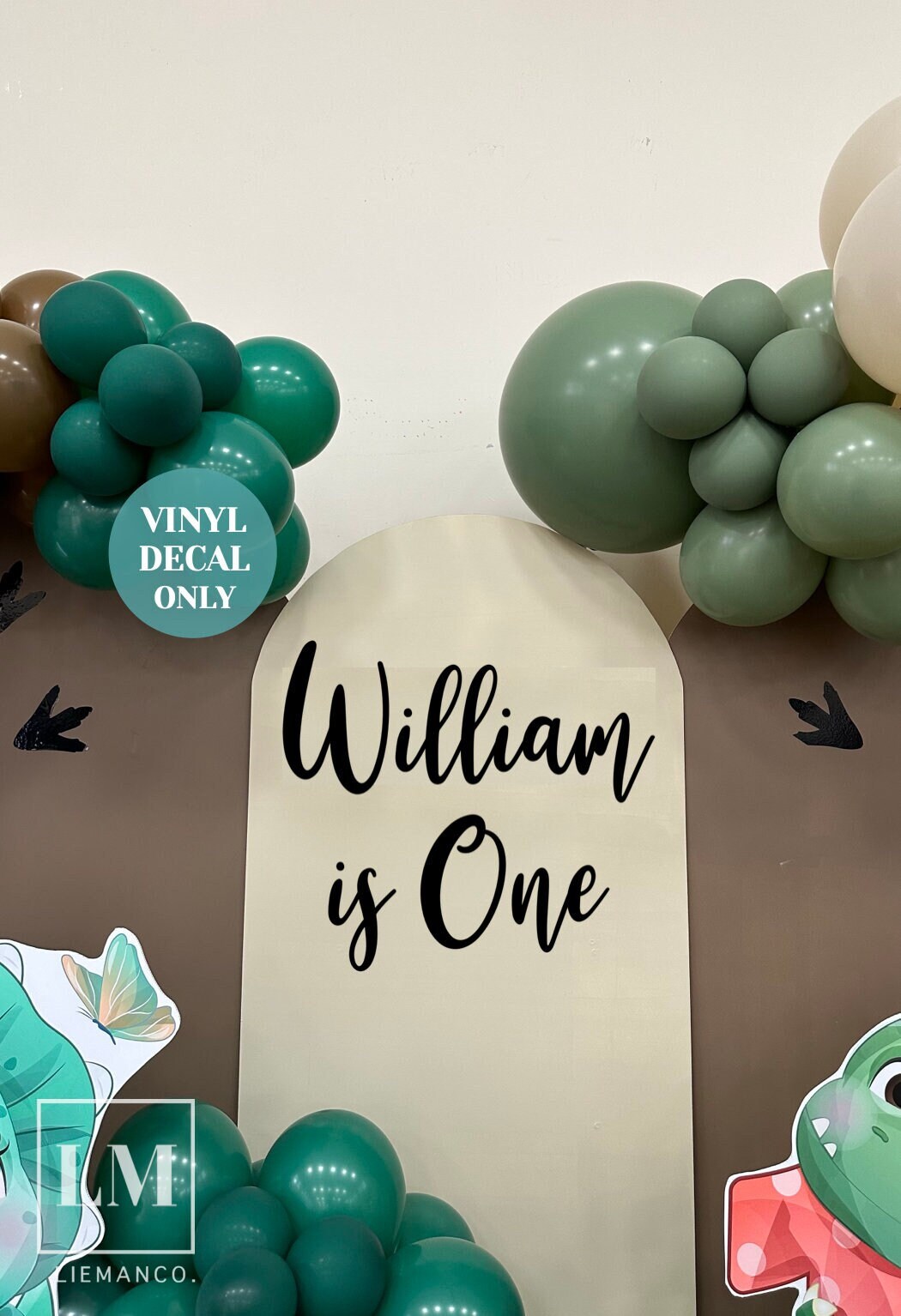 First Birthday Party Decal Custom Name Sticker Kids Party Wall Sticker for Birthday Arch DIY Safari Birthday Sign Boy's 1st Birthday Vinyl