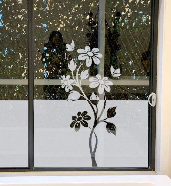 Waterproof Frosted Cover Glass Window Floral Flower Sticker Film Bedroom Door US 