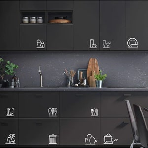 Kitchen Cabinet Decal, Airbnb Kitchen Label, Office Pantry Decal, Set ...