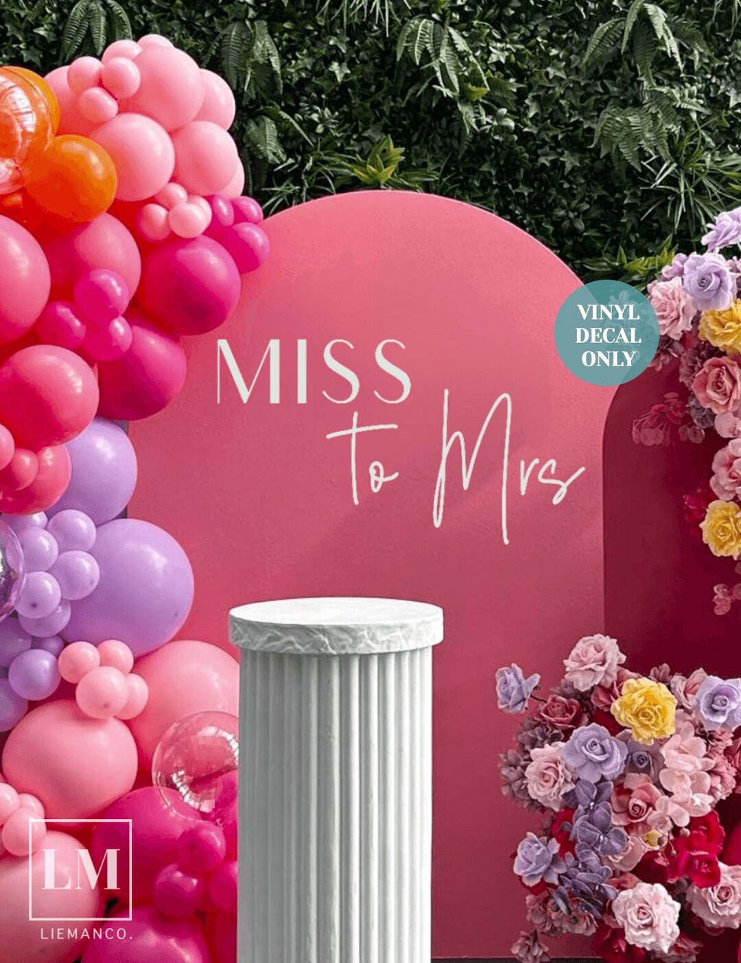 Miss to Mrs Vinyl Bridal Shower Balloon Arch Decal Future Mrs Decal for ...