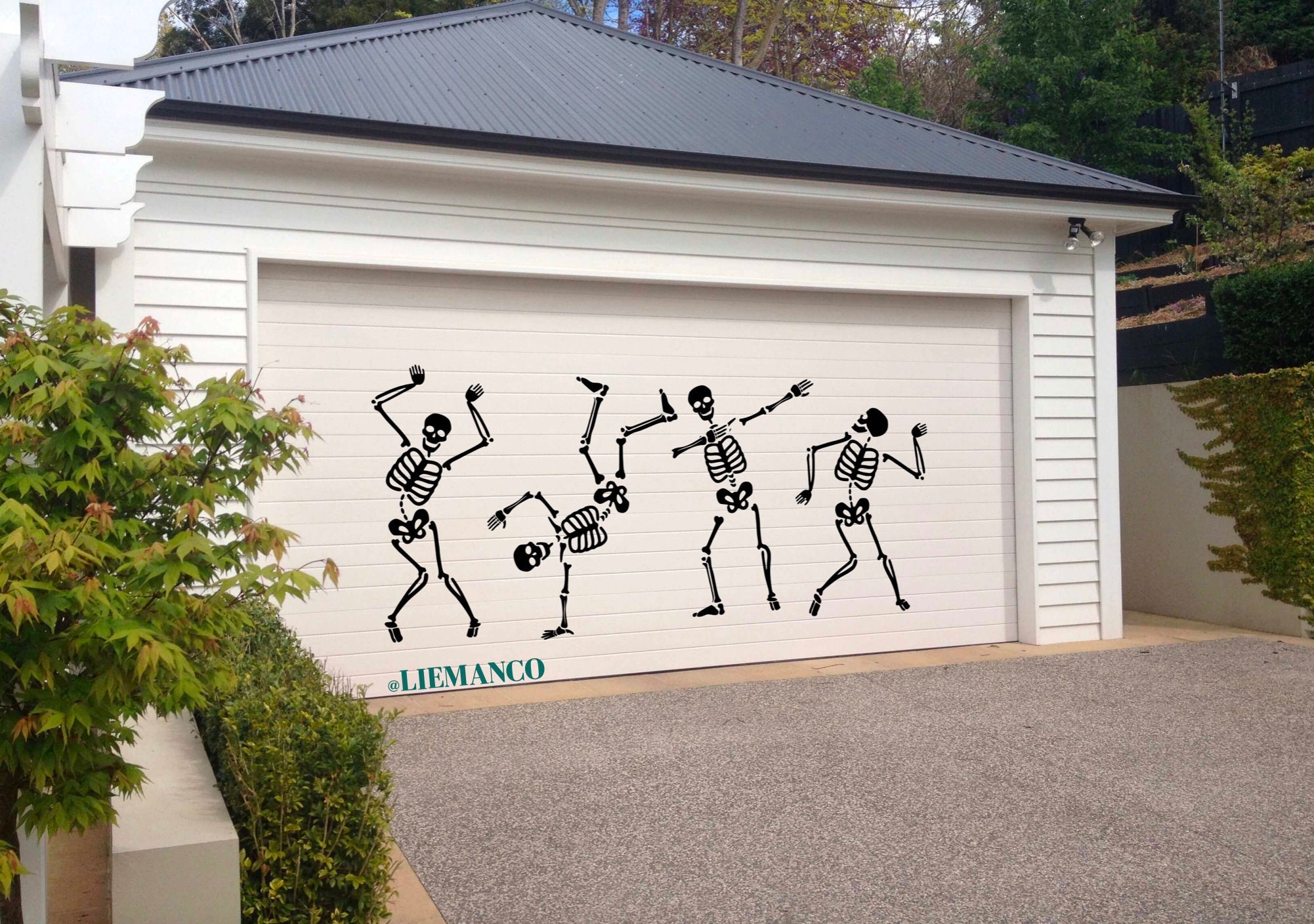 Large Dancing Skeleton Decal, Halloween Window, Door, Garage Decor ...