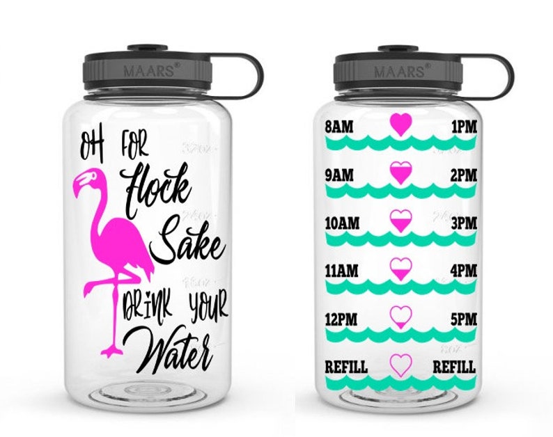 Oh For Flock/'s Sake Water Bottle Tracker Motivational Water Bottle Water Tracker Flamingo Water Bottle Personalized Gifts for Her