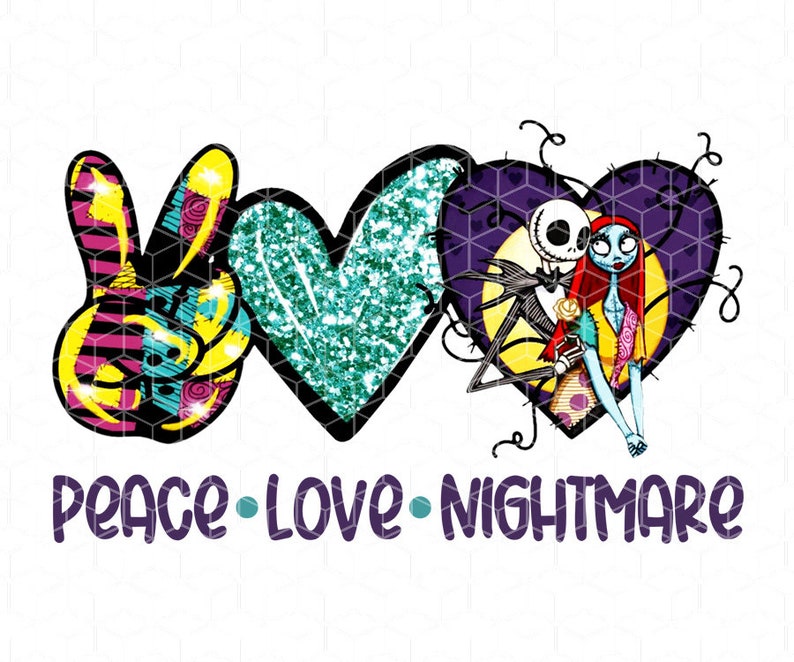 Download Peace Love Nightmare Before Christmas Jack and Sally | Etsy
