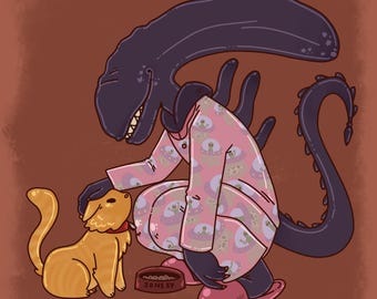 Xenomorph - Kitty Care Print
