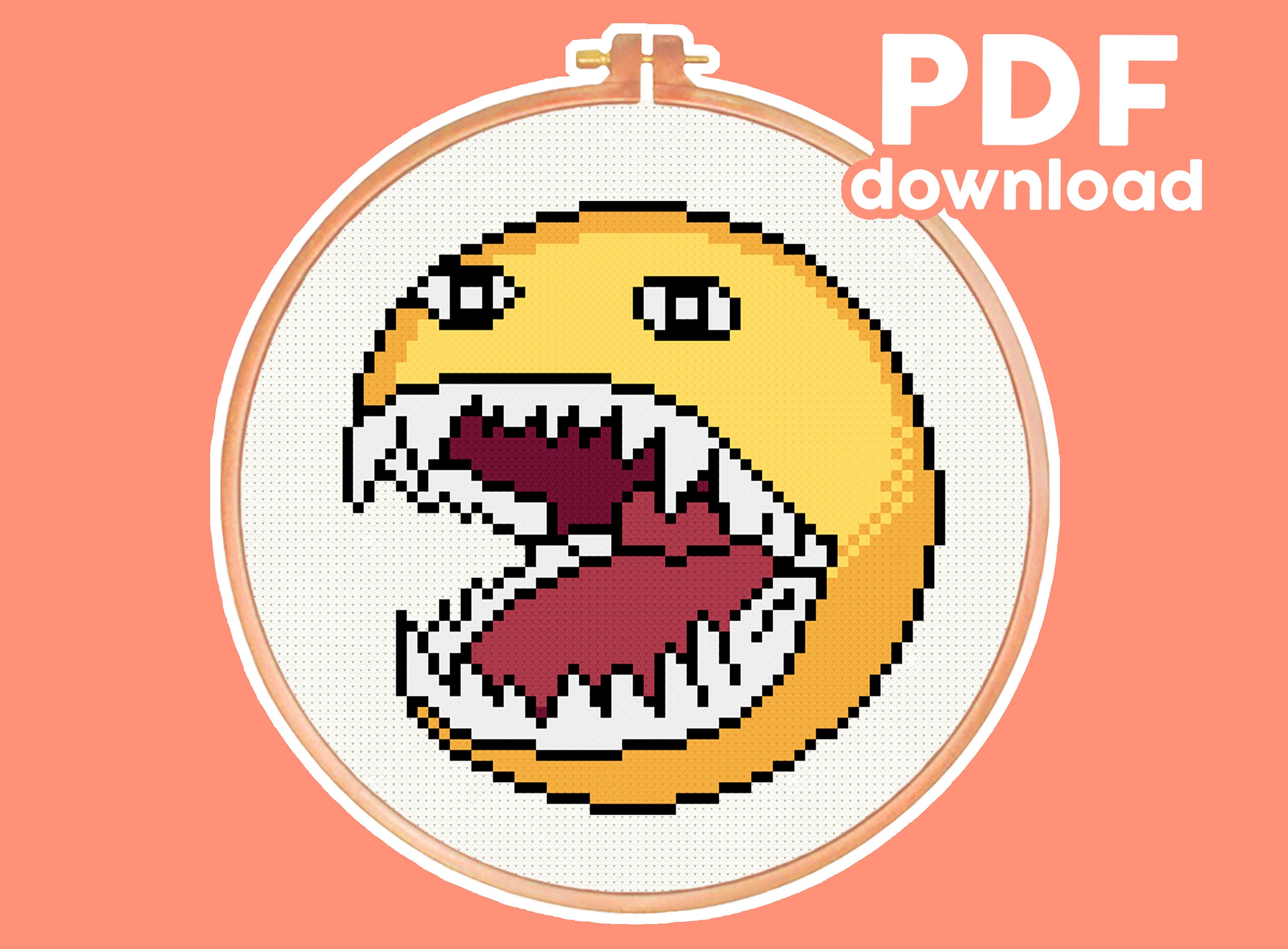 Cursed Emoji - Weird, Funny, Meme - Modern, Subversive Cross Stitch Pattern  - Digital PDF