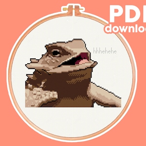 Hehe Lizard - Meme, Animal, Laughing - Cross Stitch Pattern - Digital PDF