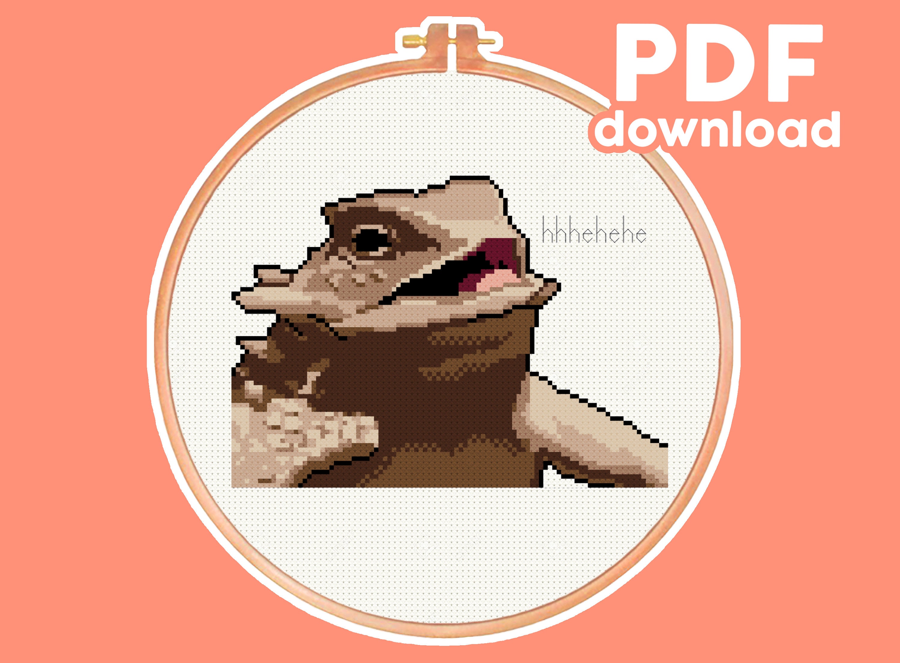 Hehe Lizard Meme, Animal, Laughing Cross Stitch Pattern Digital PDF 