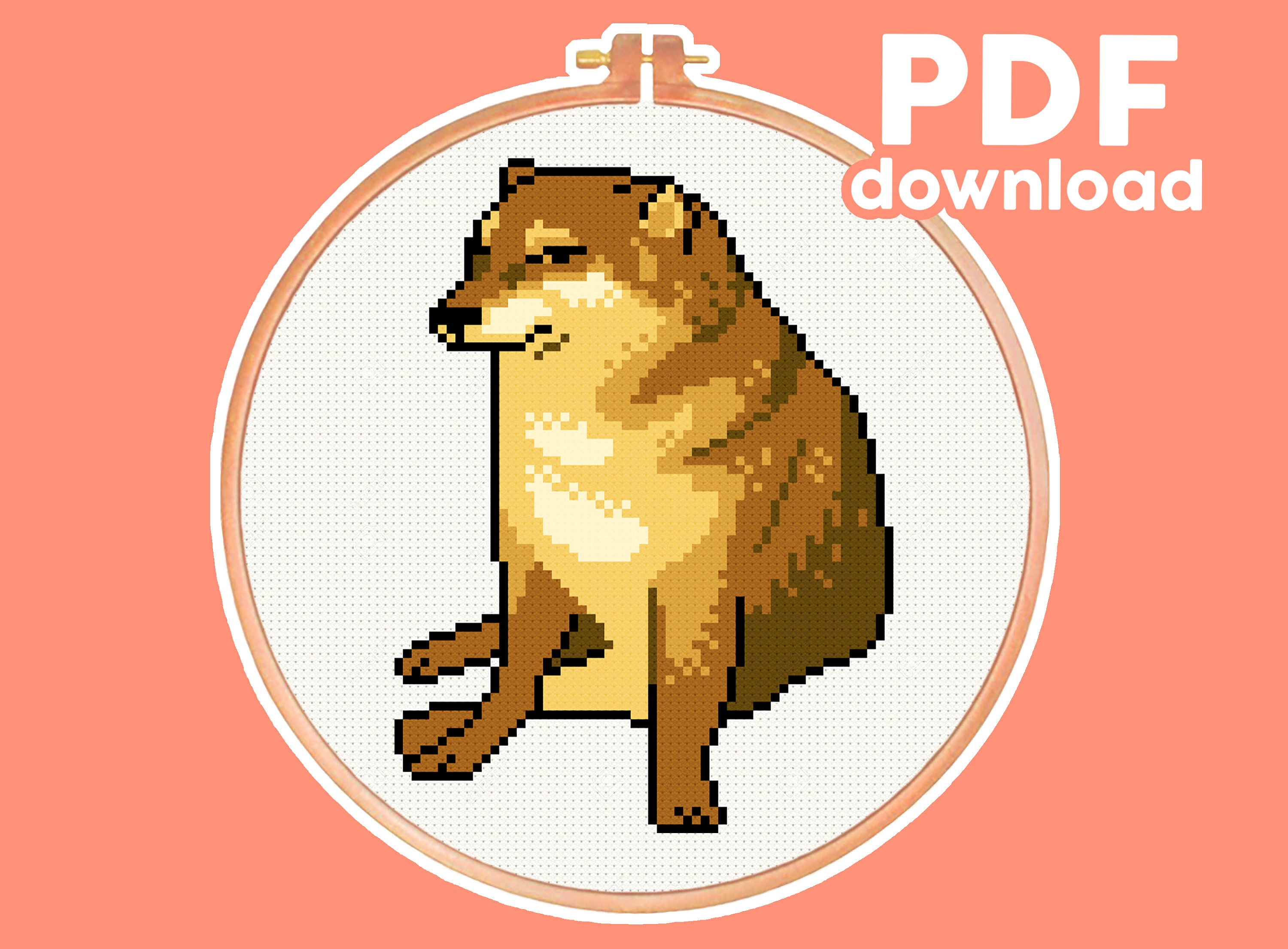 Doge meme cross stitch pattern only sewing fiber craft supplies 