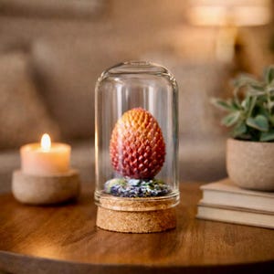VITRINA DE HUEVOS DE DRAGÓN | Minidiorama hecho a mano | Regalo de fantasía | Cúpula de vidrio y corcho | Decoración geek | Varios colores